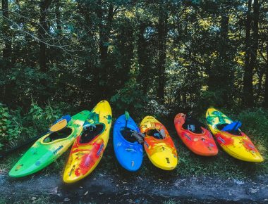Kayaks on the shore of Lake Cumberland in Somerset, Kentucky