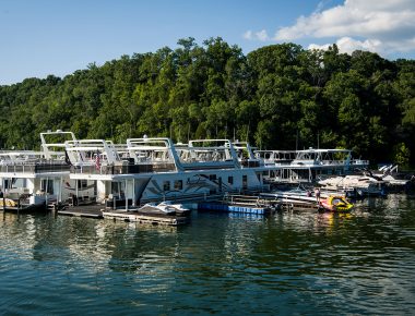 Houseboats docked in Lee' s Ford Marina in Somerset, Kentucky